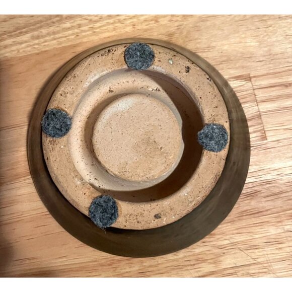 Vintage Black  Discus Shape Ceramic Votive Candle Holder Modern Simple Brutalist - Picture 9 of 14